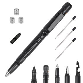 11 In 1 Tactical Pen Gear Set Multi-tool Survival Pen Set Cool Gadget Gift for Men EDC Glass Breaker LED Flashlight Ballpoint Pen Whistle Ink Refills