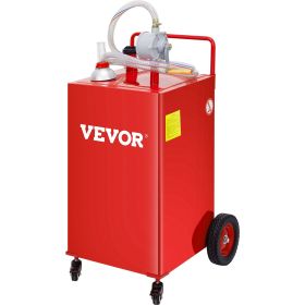 VEVOR 30 Gallon Fuel Caddy, Gas Storage Tank & 4 Wheels, with Manuel Transfer Pump, Gasoline Diesel Fuel Container for Cars, Lawn Mowers, ATVs, Boats