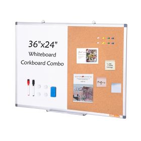 VEVOR 36"x 24" Whiteboard & Cork Board Combo with Aluminum Frame for School Home