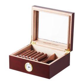 VEVOR 50 Cigars Humidor Glasstop Cedar Cigar Storage Box Humidifier Hygrometer