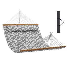 VEVOR Double Quilted Fabric Hammock, 12 FT Double Hammock with Hardwood Spreader Bars