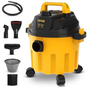 VEVOR Wet Dry Vac, 2.6 Gallon, 2.5 Peak HP, 3 in 1 Shop Vacuum with Blowing Function, Portable with Attachments to Clean Floor, Upholstery, Gap, Car