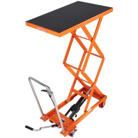 VEVOR Hydraulic Lift Table Cart, 330lbs Capacity 50" Lifting Height, Manual Double Scissor Lift Table with 4 Wheels and Non-slip Pad