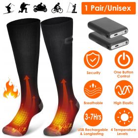 Electric Heated Socks for Men Women Battery Powered Heated Socks Rechargeable Feet Warmer with 4 Temperature Levels Indoor Outdoor Machine Washable