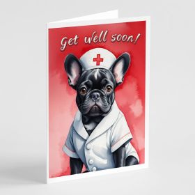 Black French Bulldog Get Well Soon Greeting Cards Pack of 8 Blank Cards with Envelopes Whimsical A7 Size 5x7 Blank Note Cards