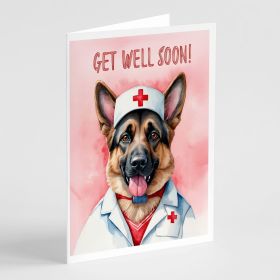 German Shepherd Get Well Soon Greeting Cards Pack of 8 Blank Cards with Envelopes Whimsical A7 Size 5x7 Blank Note Cards