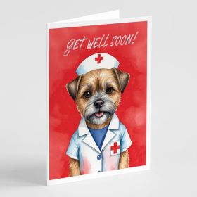 Border Terrier Get Well Soon Greeting Cards Pack of 8 Blank Cards with Envelopes Whimsical A7 Size 5x7 Blank Note Cards