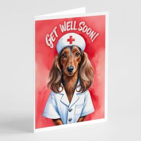 Dachshund Get Well Soon Greeting Cards Pack of 8 Blank Cards with Envelopes Whimsical A7 Size 5x7 Blank Note Cards