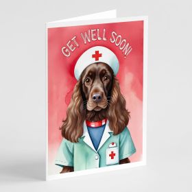 Field Spaniel Get Well Soon Greeting Cards Pack of 8 Blank Cards with Envelopes Whimsical A7 Size 5x7 Blank Note Cards