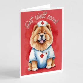 Chow Chow Get Well Soon Greeting Cards Pack of 8 Blank Cards with Envelopes Whimsical A7 Size 5x7 Blank Note Cards