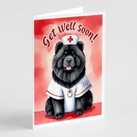 Black Chow Chow Get Well Soon Greeting Cards Pack of 8 Blank Cards with Envelopes Whimsical A7 Size 5x7 Blank Note Cards