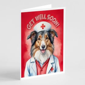 Collie Get Well Soon Greeting Cards Pack of 8 Blank Cards with Envelopes Whimsical A7 Size 5x7 Blank Note Cards