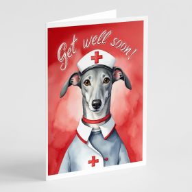 Greyhound Get Well Soon Greeting Cards Pack of 8 Blank Cards with Envelopes Whimsical A7 Size 5x7 Blank Note Cards