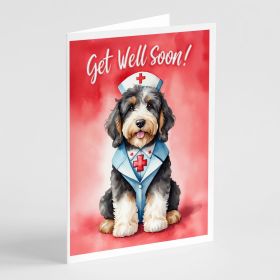 Bernedoodle Get Well Soon Greeting Cards Pack of 8 Blank Cards with Envelopes Whimsical A7 Size 5x7 Blank Note Cards