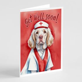 Clumber Spaniel Get Well Soon Greeting Cards Pack of 8 Blank Cards with Envelopes Whimsical A7 Size 5x7 Blank Note Cards