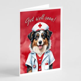 Australian Shepherd Get Well Soon Greeting Cards Pack of 8 Blank Cards with Envelopes Whimsical A7 Size 5x7 Blank Note Cards