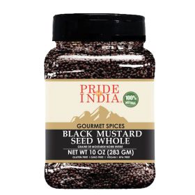 Pride of India | Black Mustard Seed 12 oz (340 gm) Medium Dual Sifter Bottle | Gourmet & Vegan Indian Spice | Pungent/Spicy Flavor | Dry Seasoning | G