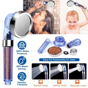 Ionic Filtration Shower Head High Pressure 3 Mode Stone Water Saving Bath Handheld Shower