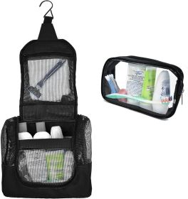 Portable Hanging Shower Caddy Organizer Bag Black Free Toiletries Case Metal Hook Quick Dry Mesh Shower Caddy Tote Bag Pouch For Bathroom College Dorm