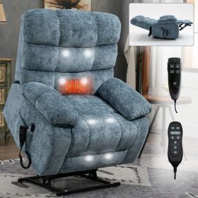 Lift Recliner Chair Heat Massage Dual Motor Infinite Position Up to 350 LBS Large Electric Power Lift Recliners with Power-Remote