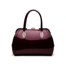 MKF Collection Patent Satchel Handbag by Mia k (Color: Burgundy, Material: Polycarbonate)