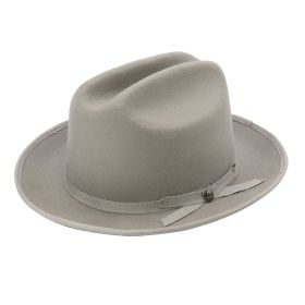 Rough Road Wool Felt Grosgrain Band Fedora Hat (Color: Gray)