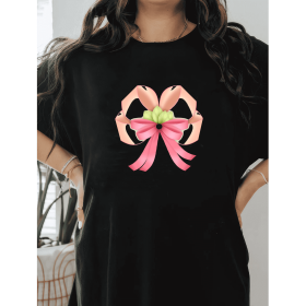 Casual Women's Cotton T-Shirt with Bow Detail - Trendy and Comfortable for Every Season (Style: 416)